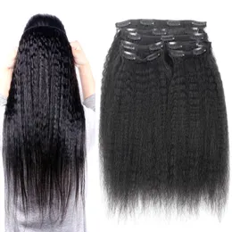 10 Stück verworrene gerade Clip-In-Haarverlängerungen aus brasilianischem Remy-Haar, 100 % natürliches Echthaar, grobes Yaki-Clip-In, 100 g/Set