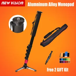 Freeshipping Pro Alumninum Alloy Camera DSLR Unipod Monopod Flip Lock med 4 ben Base Tripod