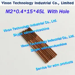 (10pcs/lot) M2*0.4*15*45mm Metric Copper Orbital Tapping Electrode with flushing hole for EDM spark machine, edm copper thread electrode