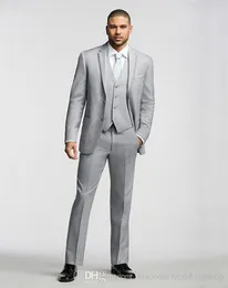 Özelleştirme Açık Gri Damat smokin Notch Yaka Man Balo İş Suit Düğün takımları (Ceket + Pantolon + Vest + Tie) J133