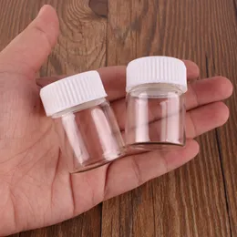 24pcs 30*40mm 15ml Transparent Glass perfume Spice Bottles with White Plastic Screw Cap Tiny Jar Vials DIY Craft