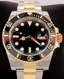 Relógio masculino da marca New alta qualidade 116613 ouro amarelo 18K Aço Preto Cerâmica Bezel Asia 2813 Movimento automático Mens Wrist Watches
