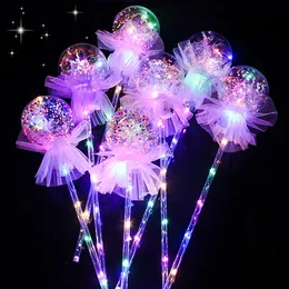 Kids Toys LED Balloon Magic Light Sticks Party Decoration Emitting Stick Kid Bowknot Luminous Handheld Balloon Wedding Valentine Gift