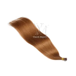 VMAe Indian 1g Strand 50g Förbundna Hårförlängningar Naturligt Auburn Brun Straight Keratin Dubbeldragen Jag Tips Virgin Human Hair Extension