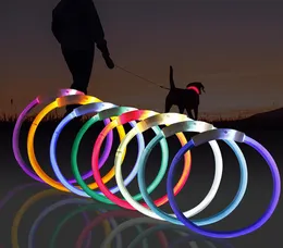 Najnowsze Smart LED Pet Luminous Collar Collar USB Collar Teddy Luminous Neck Sleeve Małe i średnie Duże Psy Dostawy PET