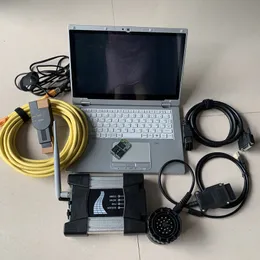 För BMW ICOM Nästa WiFi Diagnostic Tool Scanner CF-AX2 Laptop i5 4G Används pekskärm 360 graders rotation SSD redo att använda
