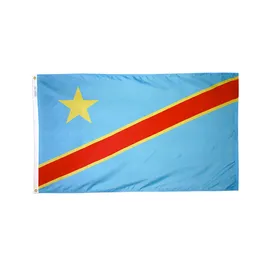 150x90cm 3x5ft Anpassad Kongo Kinshasa Flag National Double Stitched Hängande Utomhus Inomhus, Digital Tryckt Polyester, Drop Shipping