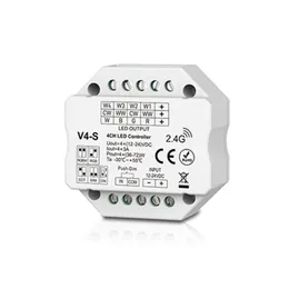 DC12V-24V Dimmer 4CH LED RF Controller V4-S Push Dim DIP Switch Dimmer Per singolo colore, doppio colore, RGB RGBW LED Strip Light