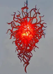 مصابيح الحديثة الفاخرة الأحمر الملونة زهرة الثريات الفن الإضاءة ناحية نفاد زجاج مورانو الصمام قلادة الخفيفة