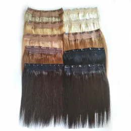 2020 New One Piece Clip In Human Hair Extensions Rak 100g Brasiliansk Indisk Remy Hair 14 till 28 tum 20 färger Valfri fabrik direkt