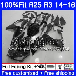 Injection for YAMAHA YZFR25 YZF R25 R3 2014 2015 2016 2017 240HM.44 YZF-R25 YZF-R3 R 25 hot gloss black Body YZFR3 14 15 16 17 Fairings kit