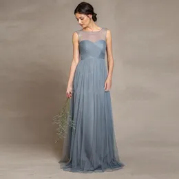 Novo ulle chiffon longo vestidos de dama de honra babados até o chão elegante barato vestidos de festa de casamento vestido de baile