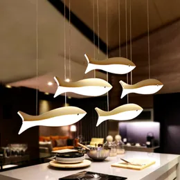 المبدع مطعم الأسماك الصغيرة الثريا شخصية بسيطة مصباح غرفة المعيشة الحديثة LED شريط الثريا طاولة غرفة الطعام الأزياء الإضاءة