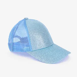 Barn Glitter Ponytail Ball Cap Sequin Baseball Hat Plain Visor Caps Girl Messy Bun Sommarhattar Justerbar Hip Hop Snapback GGA3536-4