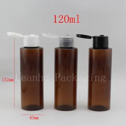 120 ml örnek şişeler kozmetik ambalaj doldurulabilir parfüm atomizer, kahverengi plastik seyahat konteyner kapak üst kapak