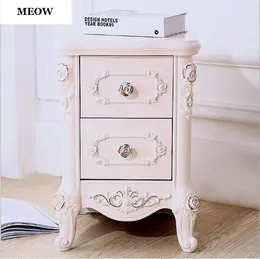 Bedroom Furniture European Solid Wood Bedside Cabinet Mini Receiving Cabinets Simple White locker