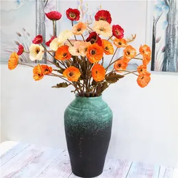 偽のトウモロコシのケシ（4つの茎/ピース）23.23 "ウェディングの家の装飾的な造花のための長さシミュレーション秋のCoquelicot