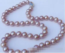 9-10 MM SOUTH SEA NATURAL GOLD PURPLE PEARL NECKLACE 925silver CLASP 18''