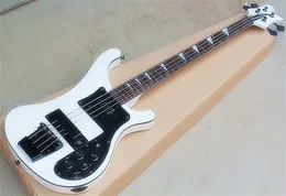 Factory White 4 Strings Electric Bass with Rosewood Fretboard,Black Pickguard/Hardwares,Single Binding Body,can be customized.