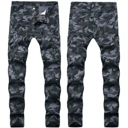Mens Jeans Mens Overalls Camouflage Stretch Slim Fit Long Denim Blue Hip Hop Pants Pencil For Male