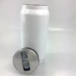 DIY 350ml Sublimation Cola Bottles with Lid and Straw Stainless Steel Cola Can Double Wall Coffee Mug