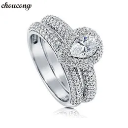 Choucong Vintage Promise Ring Set 925 Sterling Silver Pave Setting Diamond Engagement Bröllop Band Ringar för Kvinnor Smycken Gift