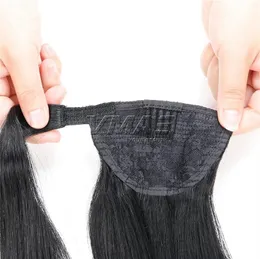 Düz Atkuyruğu İpli Ponytails Bakire İnsan Saç Uzantıları yılında Perulu 120g 10-26 inç Doğal Renk Klip