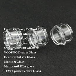 Tubo de vidro de lâmpada de substituição de gordura para Crown 4 Whirl 22 TFV-mini v2 TFV8 Baby V2 Falcon mini Drag 2 Dead Rabbit Prince Cobra DHL