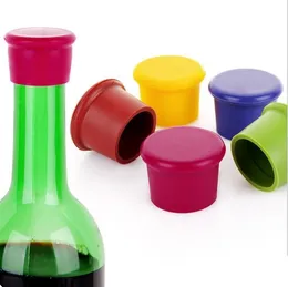 Silicone Wine Stoppers Leak Free Wine Bottle Sealers for Red Wine and Beer Bottle Cap Kitchen Champagne Closures 5 Colors DA217