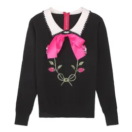 2019 Höst Winter Christmas Runway Designer Tröja Knitted Kvinnor Lyx Brodery Broderi Sequins Pullovers Jumper ClothesMX190927