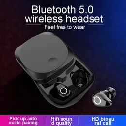 Q5 TWS Mini Bluetooth 5.0 Binaural Headset 6D Stereo True Wireless Gaming In-Ear Earphones Buller Reduction Hörlurar Laddningslåda med MIC