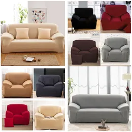 1/2/3/4 Seater Sofa Cover Spandex Modern Elastik Polyester Katı Kanepe Slipcover Sandalye Mobilya Koruyucu Oturma Odası 6 Renk Manuel Özelleştirme Kapalı Kullanım