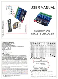 Przekaźnik Freeshipping Switch Switch DMX512Controller RJ45 XLR Wyjście przekaźnikowe DMX512 Control 12way przekaźnik (MAX10A) dla LED