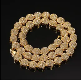 Mens 10mm 18K Real Gold Cluster Chain Necklace 18inch 20inch Hiphop Necklace gifts Jewelry