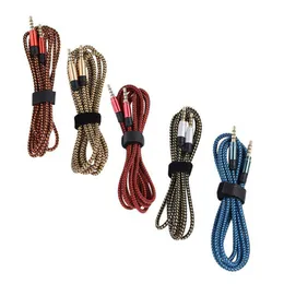 1.5M Braided Aux Cord Unbroken Metal Connector Car Audio Extension Cable 3.5MM Male To Male Universal for Mobile Phones MP3 Tablet PC