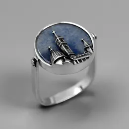 INATURE Anello in argento sterling 925 con avventurina blu Duomo di Firenze con croce per gioielli da donna