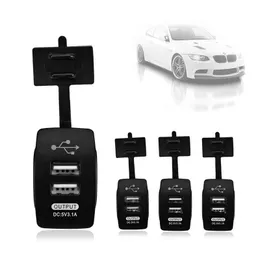 12-24V Dual USB Billaddare Rocker Switch 5V 3.1A Universal Auto Mobiltelefon Laddare för bil Motorcykel Elbil Båt