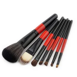 Professionell Eye Shadow Makeup Brushes Set 7PCs Tools Tillbehör för Blush Loose Powder Cosmetics Wood Handle Nylon Hair DHL Gratis