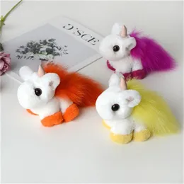 Real Genuine Rabbit Fur Unicorn Pompom Ball Bag Charm Keychain Pendant Car Phone Keyring Gift