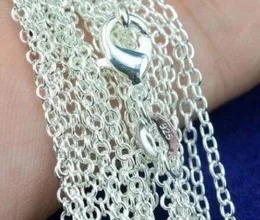 Najlepsza cena ! 100 sztuk / partia 925 Sterling Silver Rolo "O" Naszyjniki Łańcuch Biżuteria 1mm 26 '' - 30 '' 925 Srebrny DIY Łańcuchy Fit Wisiorek Biżuteria