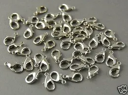 Factory/300 pcs Rhodium Lobster Clasp Claw 12x6mm accessory Metal Bracelet Necklace Jewelry Findings