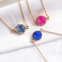 Colorful Druzy Stone Gold Plated Charm Bracelets Chain Friendship Bangle For Women Girl Party Club Decor Jewelry