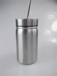 17OZ Stainless Steel Mason jar Mason tumbler 17oz cup with lid straw Coffee beer juice mug mason Cans