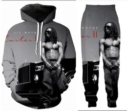 New Men/Womens lil wayn Funny 3D Print Fashion Tracksuits Crewneck Hip Hop Sweatshirt and Pants 2 Pcs Set Hoodies TZ010