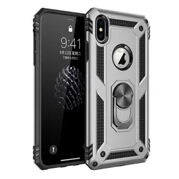 För iPhone-fall Hybrid Armor ShockoProof Case Silikon Bumper Cover för iPhone 11 Pro Max XR XS X 7 8 Plus Ringväska