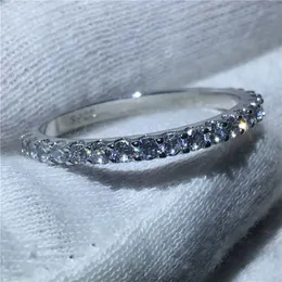 Fashion-Female Classic Wedding Band Ring 100% Soild 925 Sterling Silver Circle 5A Zircon Cz Anelli di fidanzamento per donna uomo Regalo