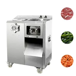 220V Büyük mutfak kıyma makinesi makine dilimleyici çok fonksiyonlu et kesme makinesi, otomatik çıkarılabilir bıçak grup eti kesici makine