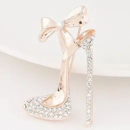 Broche romantische imitatie kristal hoge hakken schoenen sierlijke broches voor vrouwen bruiloft en feest sieraden accessoires vrouwen broches pins