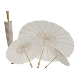 Vit Bamboo Paper Paraply Kinesisk hantverk Paraply Målning Dans Vit Paper Paraplyer Brud Bröllopsfest dekoration DBC VT0420