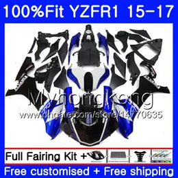 Injektionskropp för Yamaha YZF R1 1000 YZF-R1 15 16 17 243HM.10 YZF-1000 YZF R 1 YZF1000 Fabrik Blue Hot YZFR1 2015 2016 2017 Fairings Kit